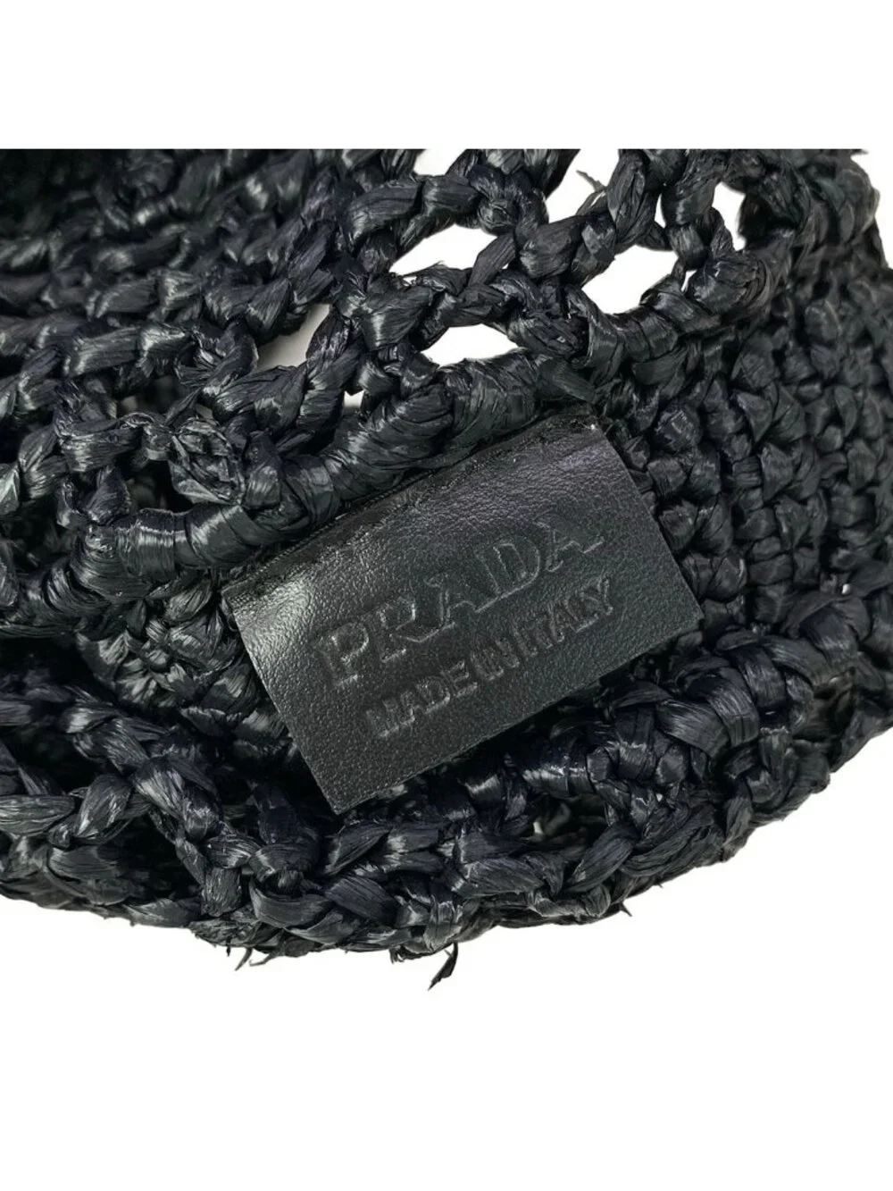 Prada Tote Crochet Black White Triangle Logo